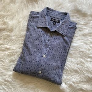 Banana Republic Performance Knit Button Down Shirt - Size M - Grey Blue